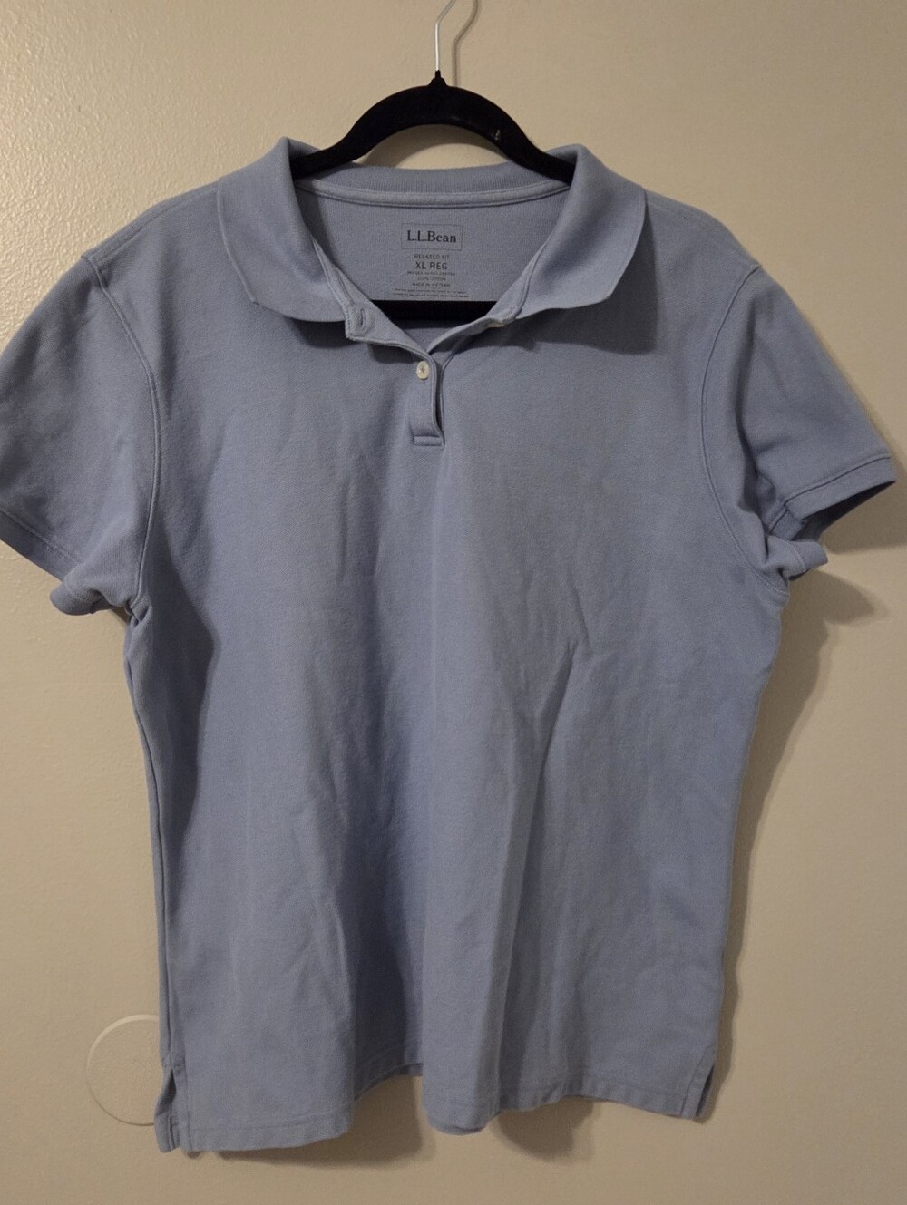 L.L. Bean Women’s Sz XL Blue Short Sleeve 100% Pique Cotton Preppy Polo Shirt